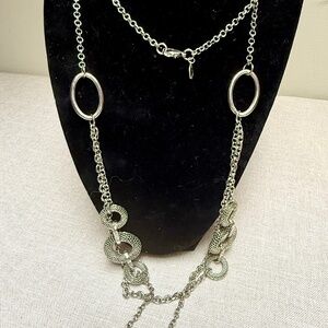 Premier Designs Silver Tone Long Statement Chain Necklace “Runway”